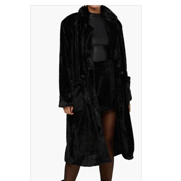 WeWoreWhat Black Blazer Faux Fur Coat NWT - Picture 1 of 2